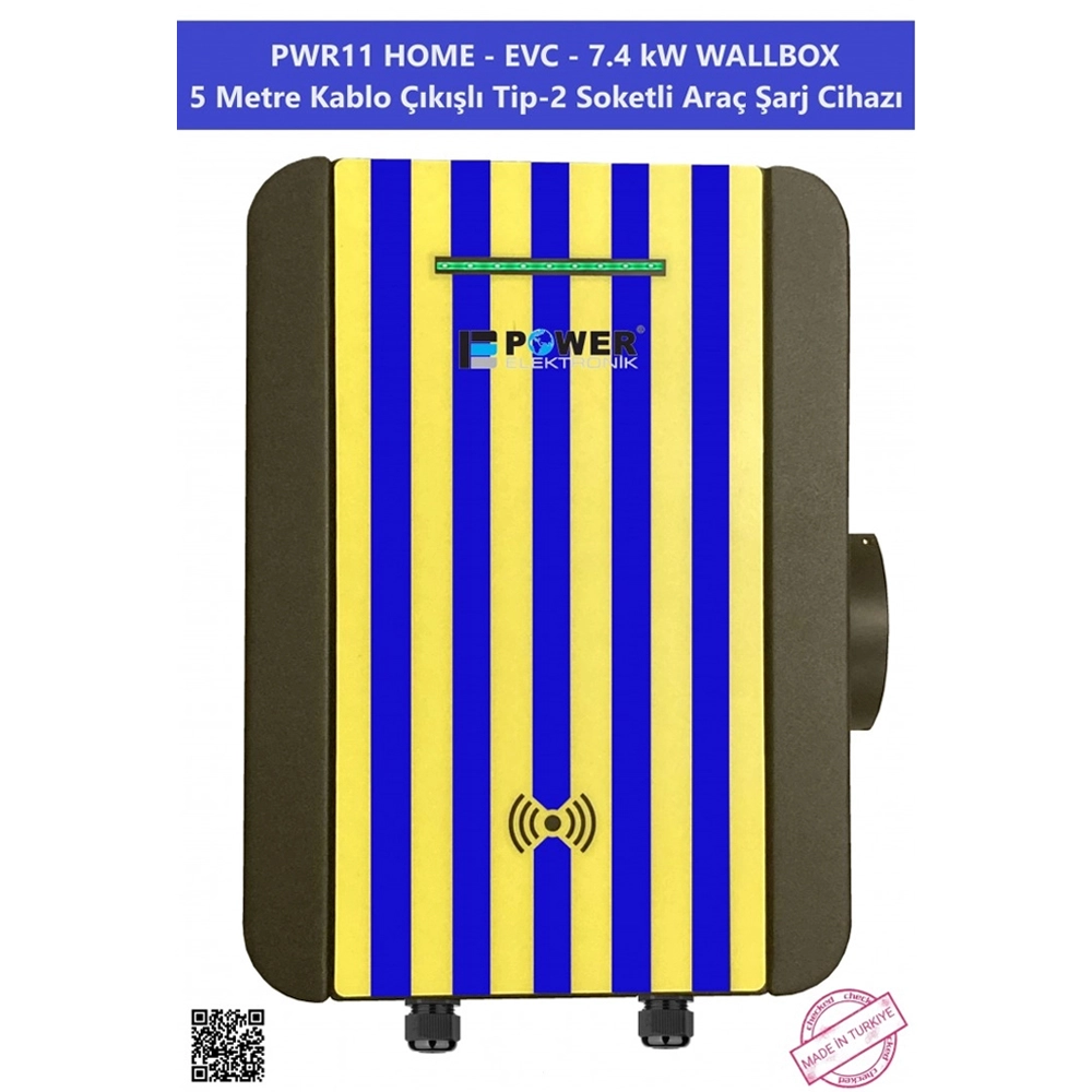 Elektrikli Araç Sarj İstasyonu PWR11 Home EVC 7.4 kW Wallbox Elektrikli Araç Sarj İstasyonu PWR11 Home EVC 7.4 kW Wallbox