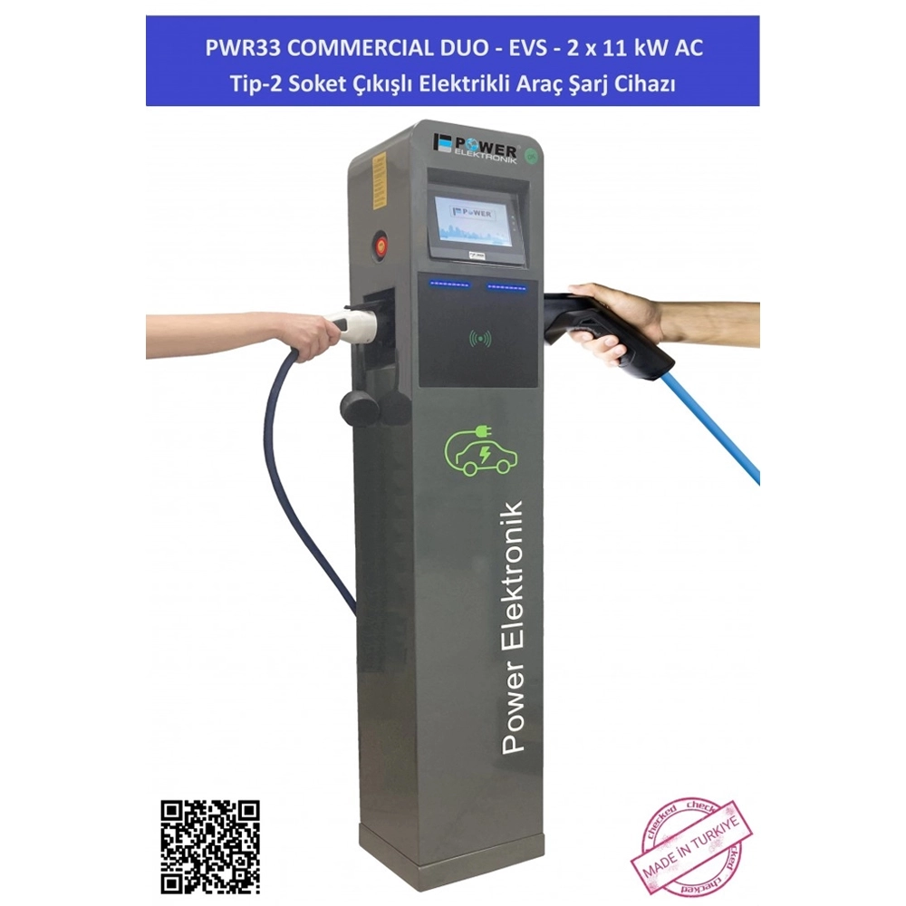 Araç Şarj İstasyonu - EVS-2x11 kW PWR33 Commercial Duo Araç Şarj İstasyonu - EVS-2x11 kW PWR33 Commercial Duo