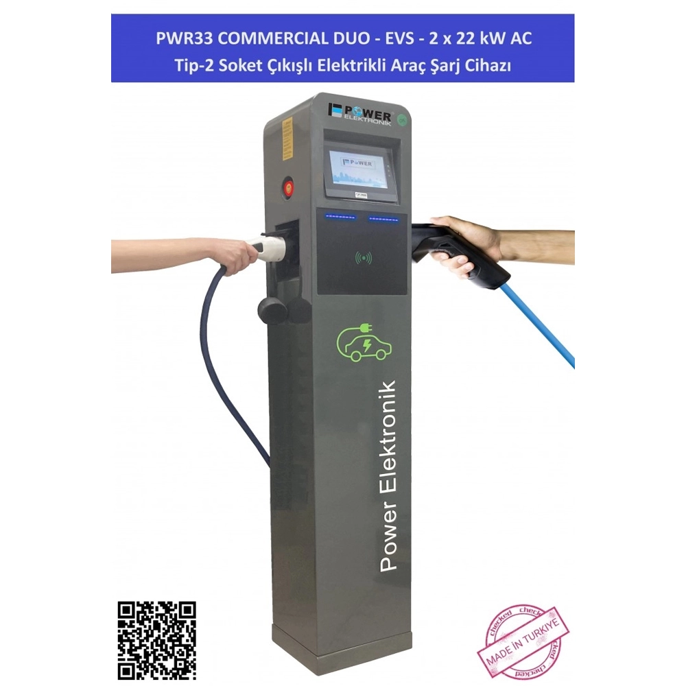 Araç Şarj İstasyonu EVS-2x22 kW PWR33 Commercial Duo Araç Şarj İstasyonu EVS-2x22 kW PWR33 Commercial Duo